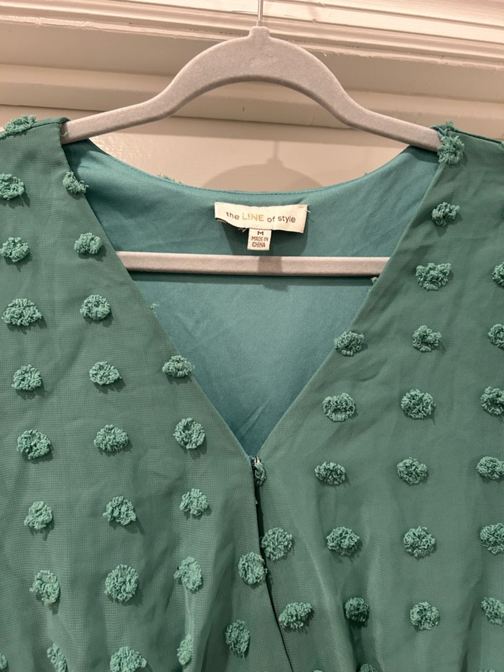 the Line of Style Green Swiss Dot Dress Size Medium - Picture 3 of 6
